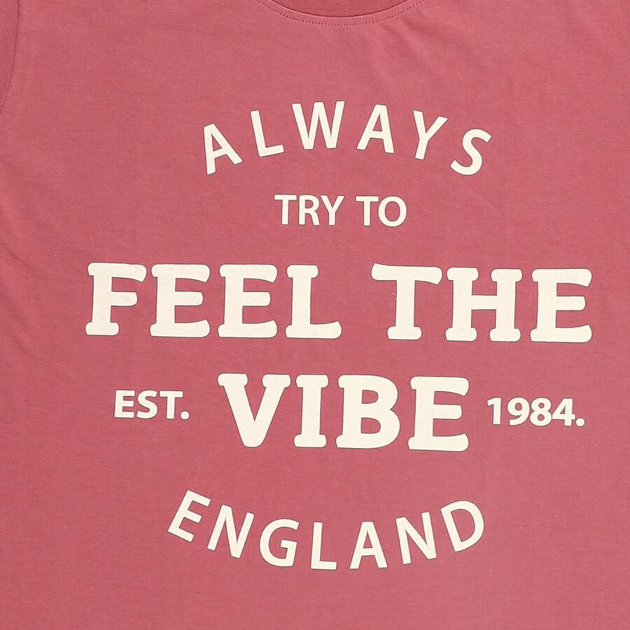 Boys Muted Rose Pink Round Neck Casual Half Sleeve T-Shirt, गुलाबी, large image number null