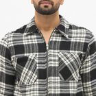Men's Black and White Spread Collar Casual Jacket, काला, small image number null