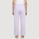 Women's Mid Blue Straight Fit Striped Drawstring Pyjama, Mid Blue, small