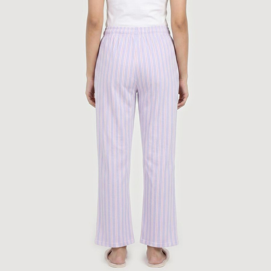 Women's Mid Blue Straight Fit Striped Drawstring Pyjama, Mid Blue, large