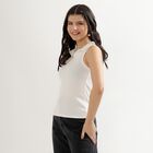 Women's Rich White Polo Neck Sleeveless T-Shirt, White, small image number null