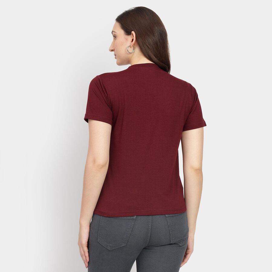Ladies' Round Neck T-Shirt, Wine, large image number null