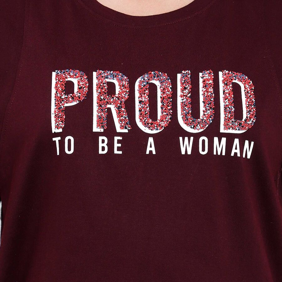 Round Neck T-Shirt, Wine, large image number null