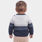 Infants' Navy Blue Crew Neck Knitted Pullover, मध्यम नीला, small