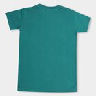 Boys' Bright Emerald Green Round Neck Graphic Print T-Shirt, Dark Green, small image number null