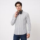 Men's Dark Blue Cotton Long Sleeve Spread Collar Regular Fit Casual Shirt, गहरा नीला, small