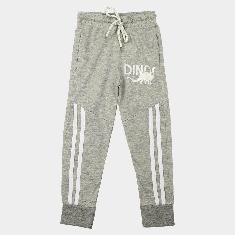 Boys Grey Jogger Graphic Printed Pyjama, Melange Light Grey, large