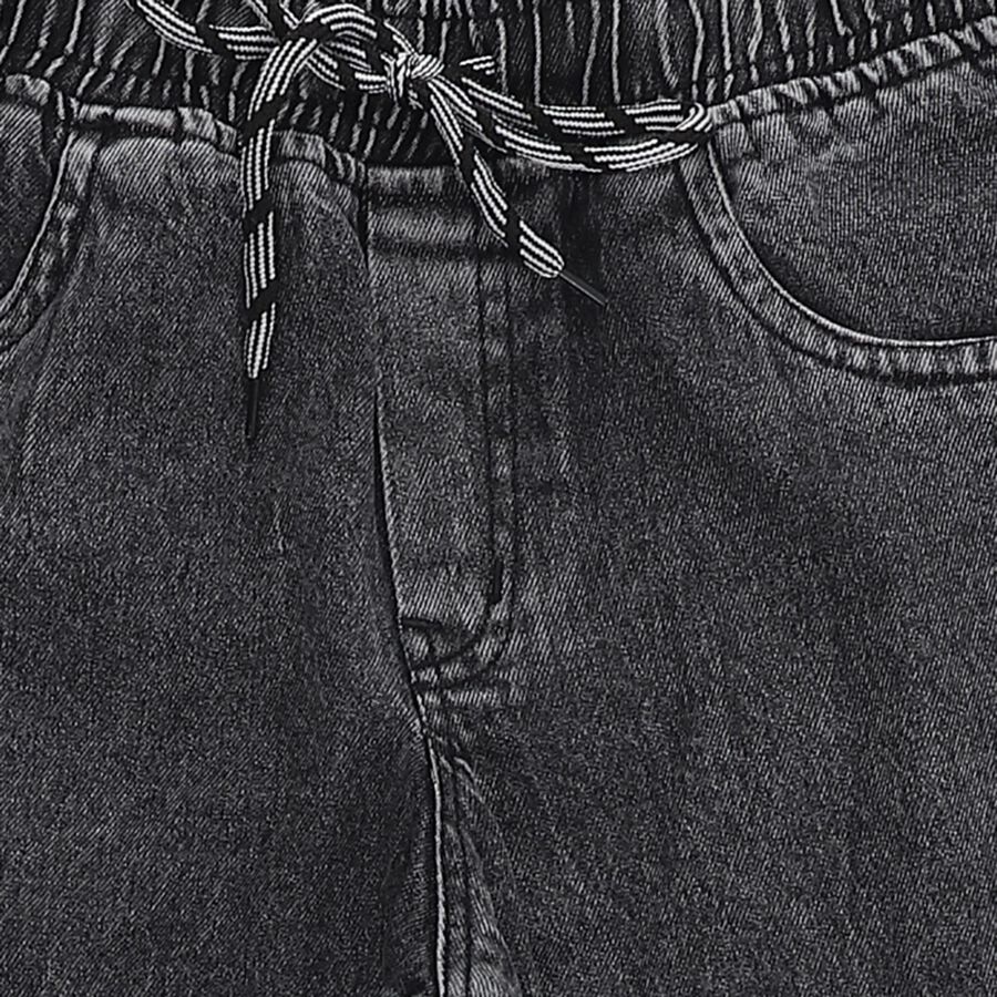 Boys' Charcoal Black Relaxed Fit Cargo Jogger Jeans, Black, large