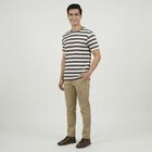 Men's Khaki Round Neck Casual T-Shirt, Khaki, small