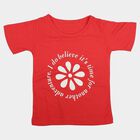 Girls' Coral Cotton Blend Round Neck Regular T-Shirt, मूँगा (कोरल), small