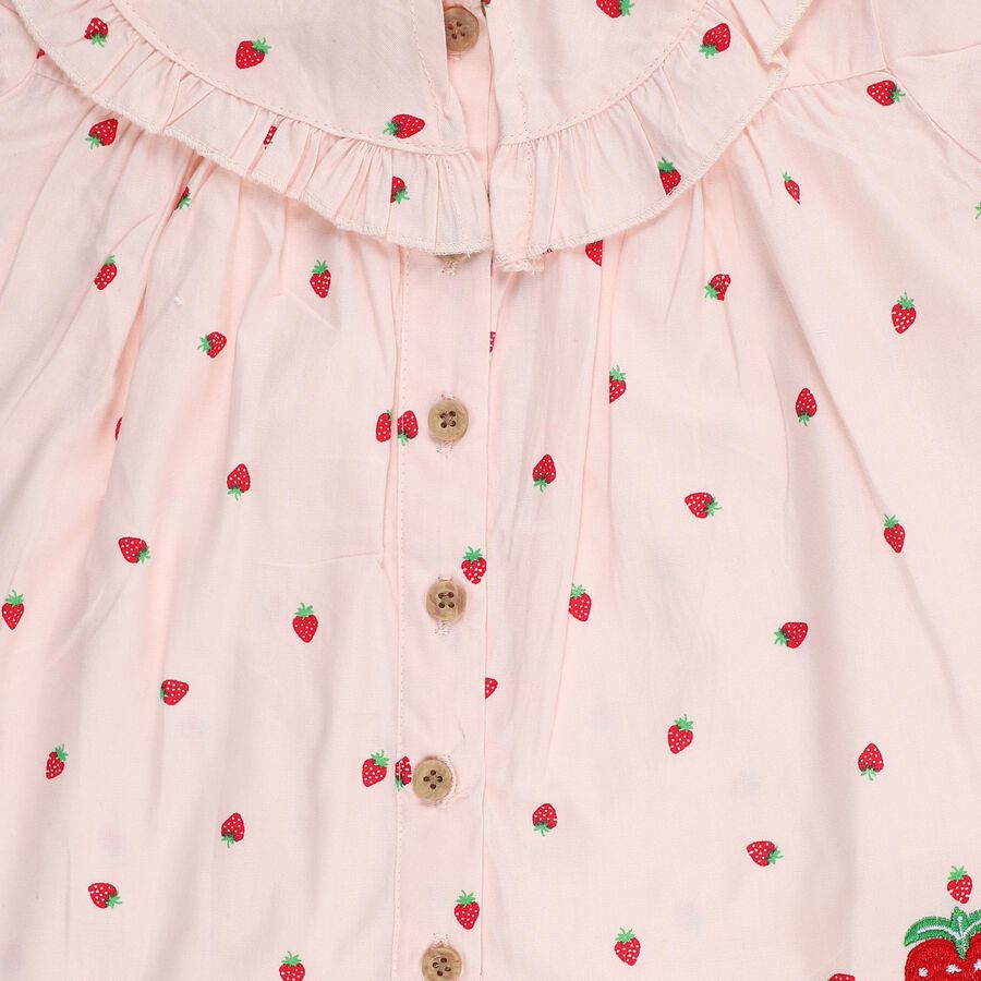 Infants Light Pink Cotton Half Sleeve Round Casual Shirt, Light Pink, large