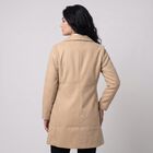 Women's Beige Lapel Collar Blazer Jacket, गहरा पीला, small