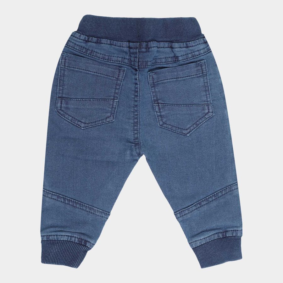 Infants Heavy Wash with Embroidery Rib Waist W Suspende Jeans, Mid Blue, large image number null