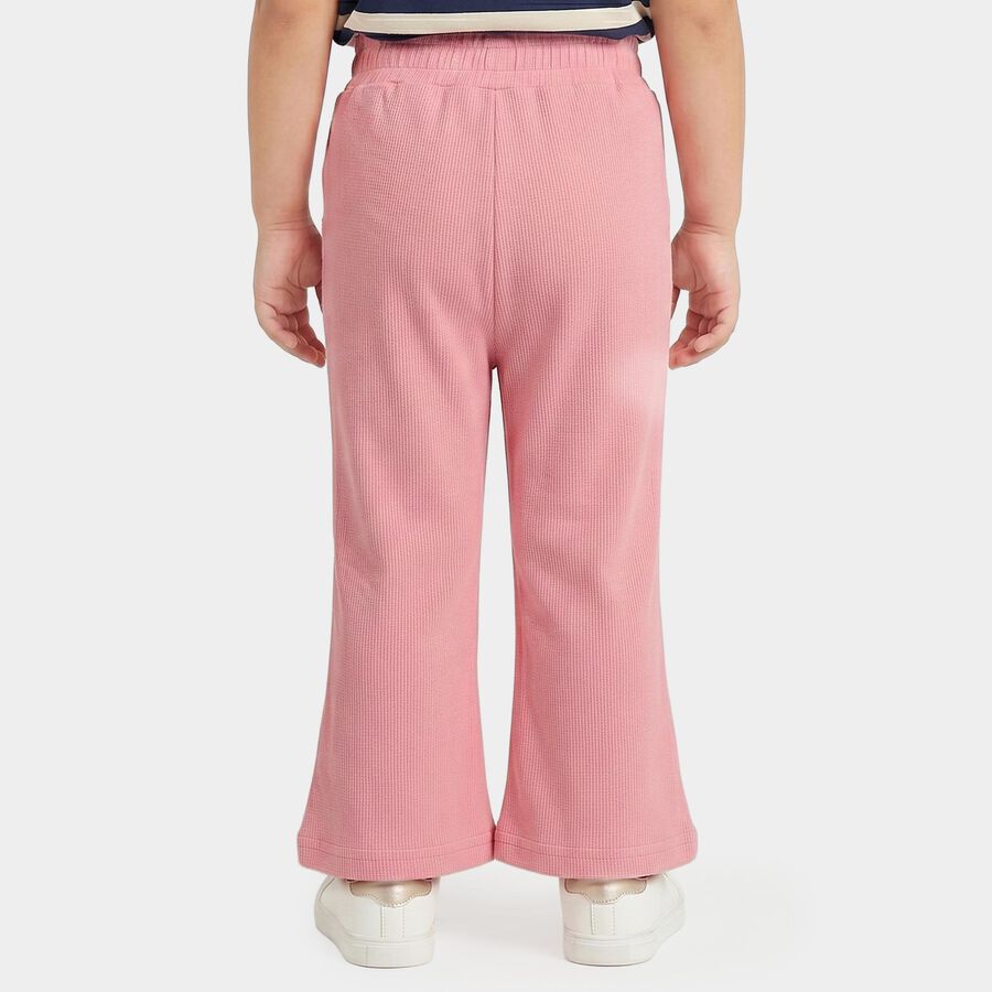 Girls Pink Regular Fit Wide-Leg Trousers, गुलाबी, large