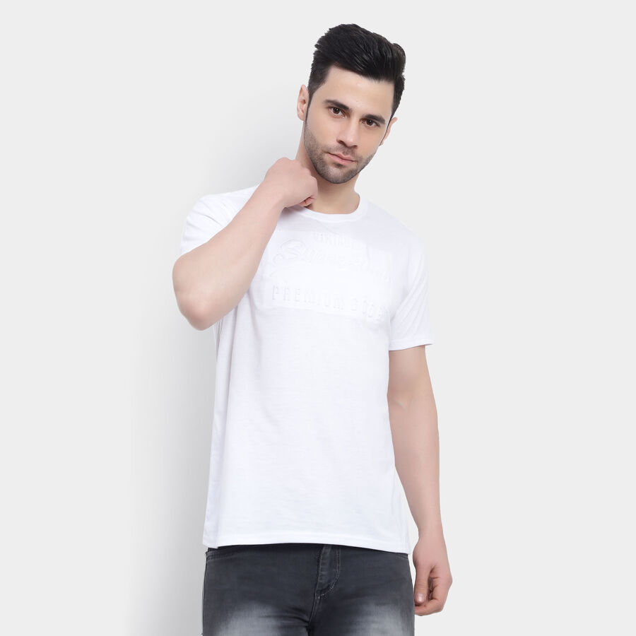 Solid Round Neck T-Shirt, White, large image number null