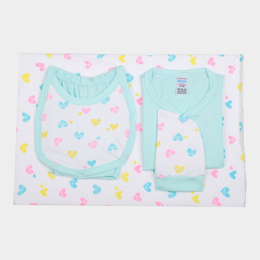 Infants Cotton Printed Baby Gift Set, Aqua, large image number null