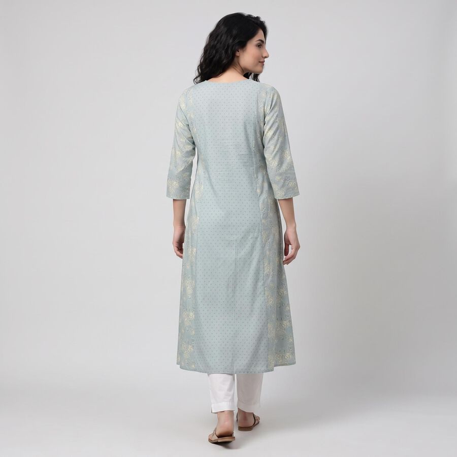 Women's Aqua Notch Neck Embroidered Kurta, एक्वा, large