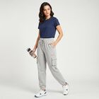Women's Grey Jogger Fit Cargo Track Pants, मिश्रित हल्का ग्रे, small