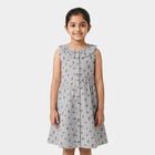 Girls Black Floral Printed Fit and Flare Frock, Black, small