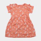 Infants' Peach Floral Printed Fit and Flare Frock, पीच, small