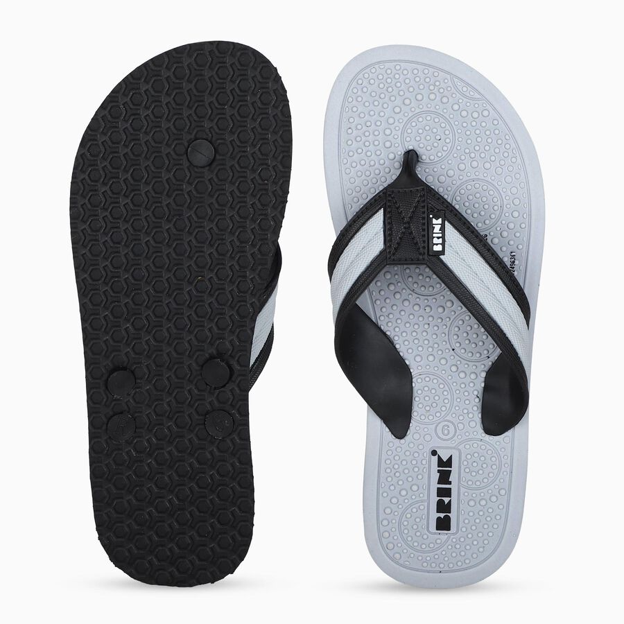 Men's Grey Flip-Flops Slipper, ग्रे, large