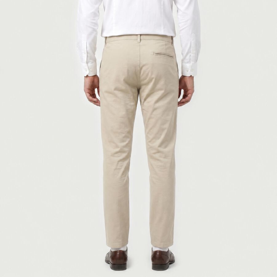 Men's Silver Slim Fit Flat-Front Chino Trousers, सिल्वर, large