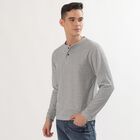 Men's Dark Grey Henley Neck Casual T-Shirt , Dark Grey, small image number null