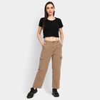 Ladies' 100% Cotton Trousers, Brown, small image number null