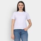 Ladies' 100% Cotton Round Neck T-Shirt, सफ़ेद, small