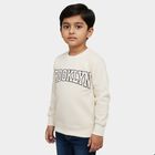 Boys Cream Crew Neck Casual Sweatshirt, ऑफ व्हाइट, small image number null