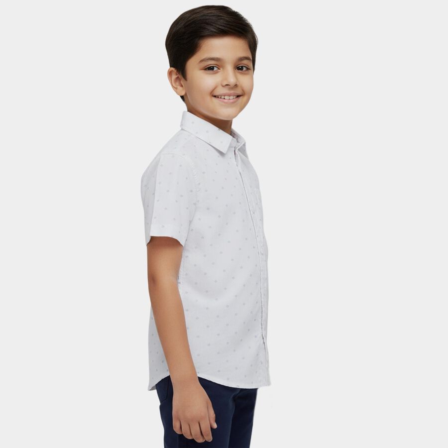 Boys White Cotton Classic Casual Shirt, White, large