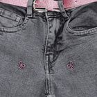 Girls' Muted Charcoal Grey Wide-Leg Embroidered Jeans, हल्का ग्रे, small image number null