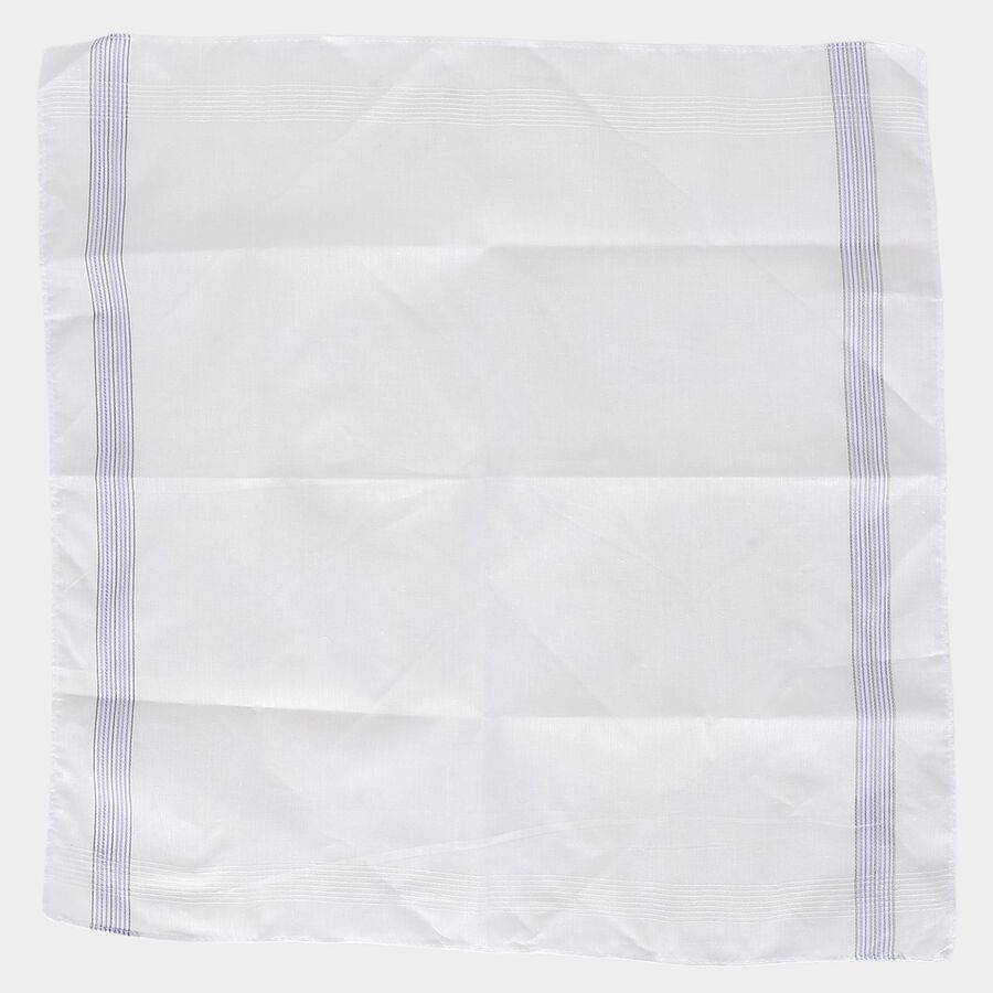 Men's White Striped Pack of 3 Handkerchief, White, large