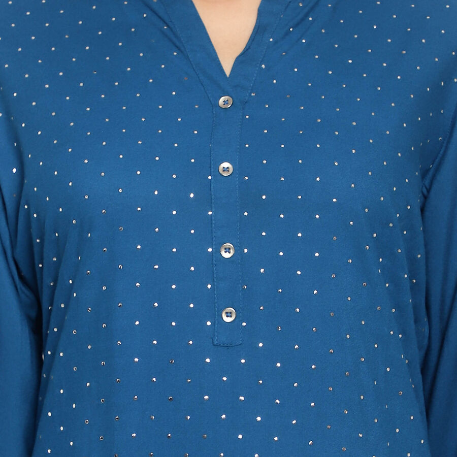 3/4Th Sleeves Straight Kurta, Mid Blue, large image number null