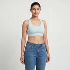 Women's Light Green Round Neck Seamless Racerback Sports Bra, Light Green, small