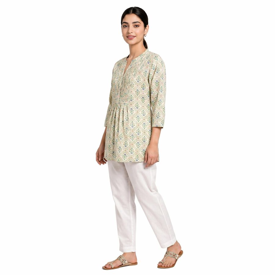 Women's Purple Notch Neck Floral Printed Kurti, Purple, large