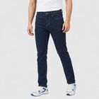 Men's Navy Blue Slim Fit Washed Jeans, गहरा नीला, small