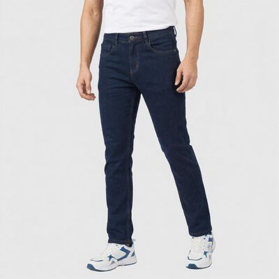 Men's Navy Blue Slim Fit Washed Jeans