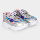 Girls' Silver Velcro Strap Sneakers, सिल्वर, small
