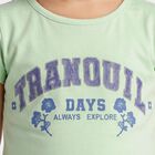 Girls' Mint Green Cotton Round Neck Regular T-Shirt, Light Green, small
