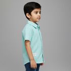 Boys Mint Green Cotton Half Sleeve Classic Casual Shirt, Aqua, small image number null