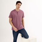 Men's Henley Half Sleeves T-Shirt , गुलाबी, small image number null
