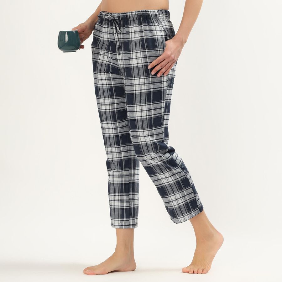 Women's Relaxed Fit Cotton Blend Pyjama, Navy Blue, large