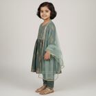 Girls Soft Lavender Purple Embroidered Top and Pant Fusion Set, हल्का हरा, small image number null