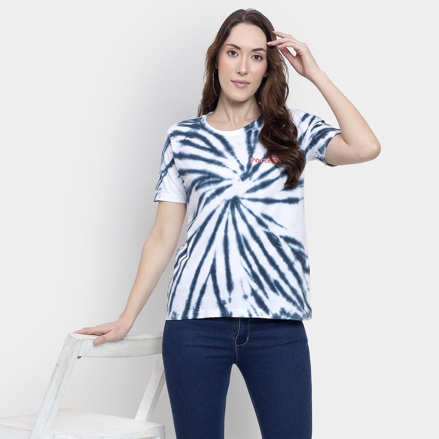 Ladies' 100% Cotton Round Neck T-Shirt, ऑफ व्हाइट, large