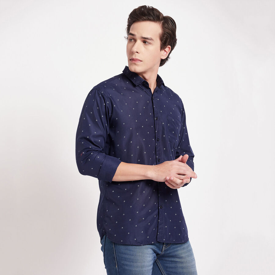 Printed Casual Shirt, Navy Blue, large image number null