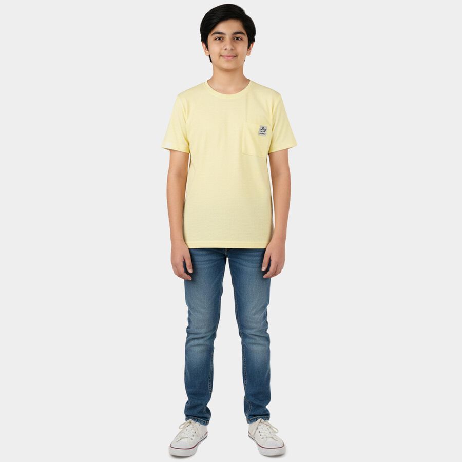 Boys' Half Sleeves T-Shirt, मस्टर्ड, large
