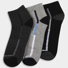 Men's Charcoal Black and Gray Regular Fit Ankle-Length Stripe Socks Pack of 3, Melange Light Grey, small