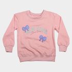 Girls' Pink Round Neck Pullover Sweatshirt, Light Pink, small