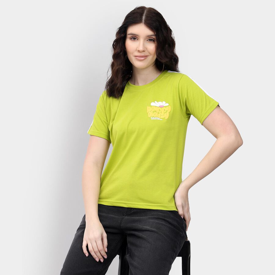 Ladies' Round Neck T-Shirt, Neon Green, large